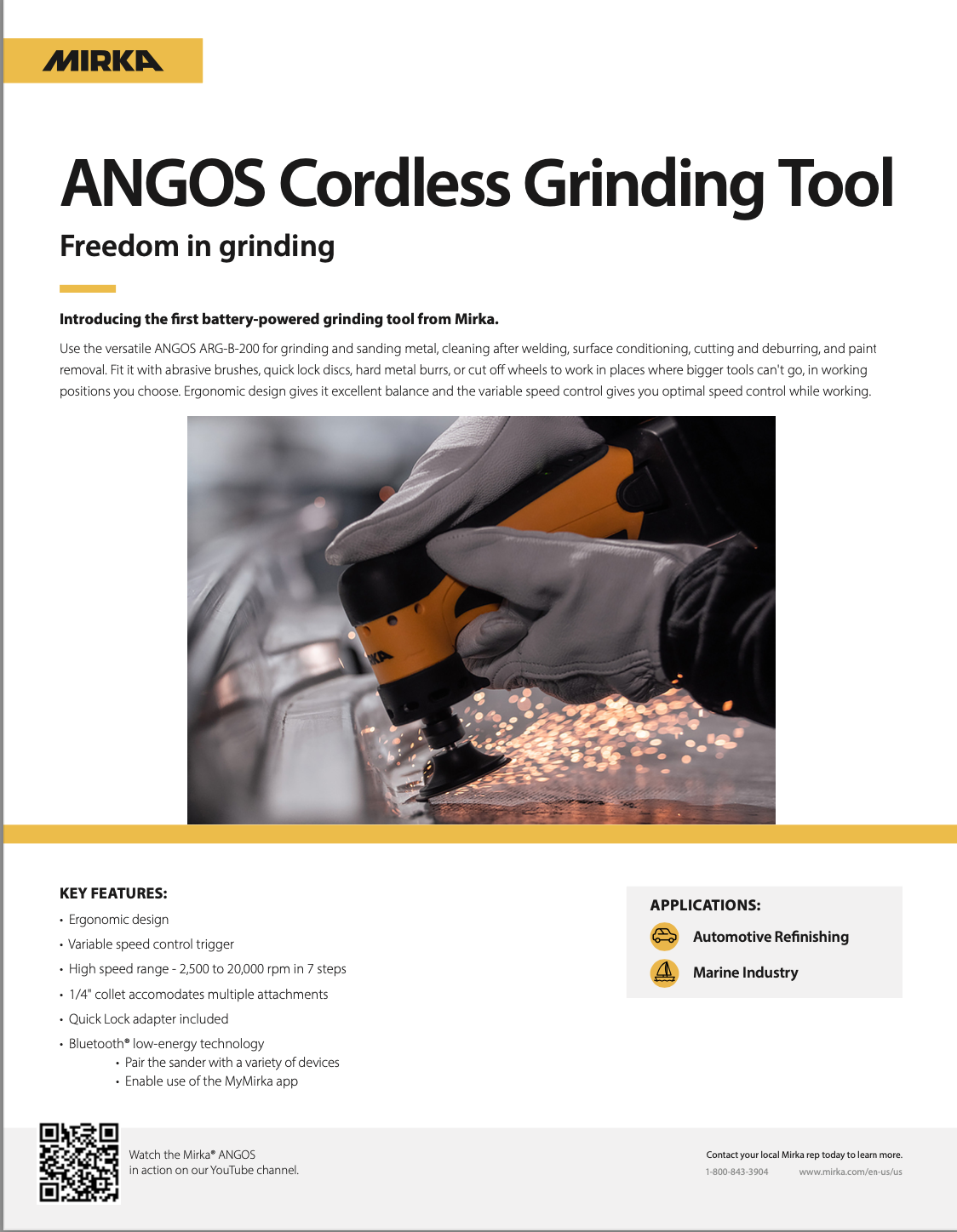 New ANGOS Battery Powered Grinder From Mirka